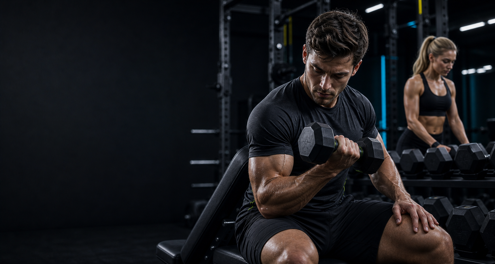 Athletes lifting weights in a modern gym